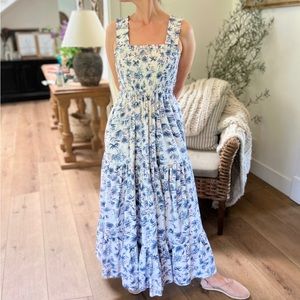 Abercrombie Blue White Floral Maxi Dress (L)